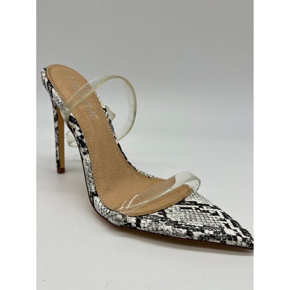 Liliana Snakeskin Open Pointy Toe Stiletto Heels Size 6.5 - Picture 2 of 6